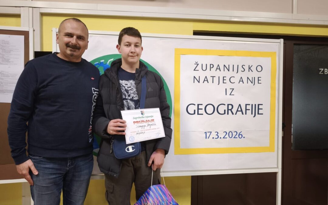 Domagoj Krajačić iz 2. ZIM-a osvojio 1. mjesto na županijskom natjecanju iz geografije!