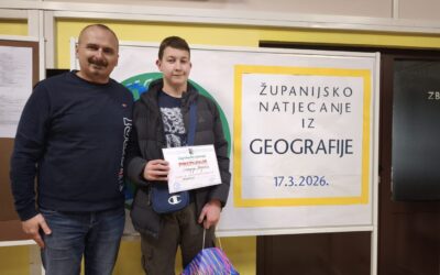 Domagoj Krajačić iz 2. ZIM-a osvojio 1. mjesto na županijskom natjecanju iz geografije!